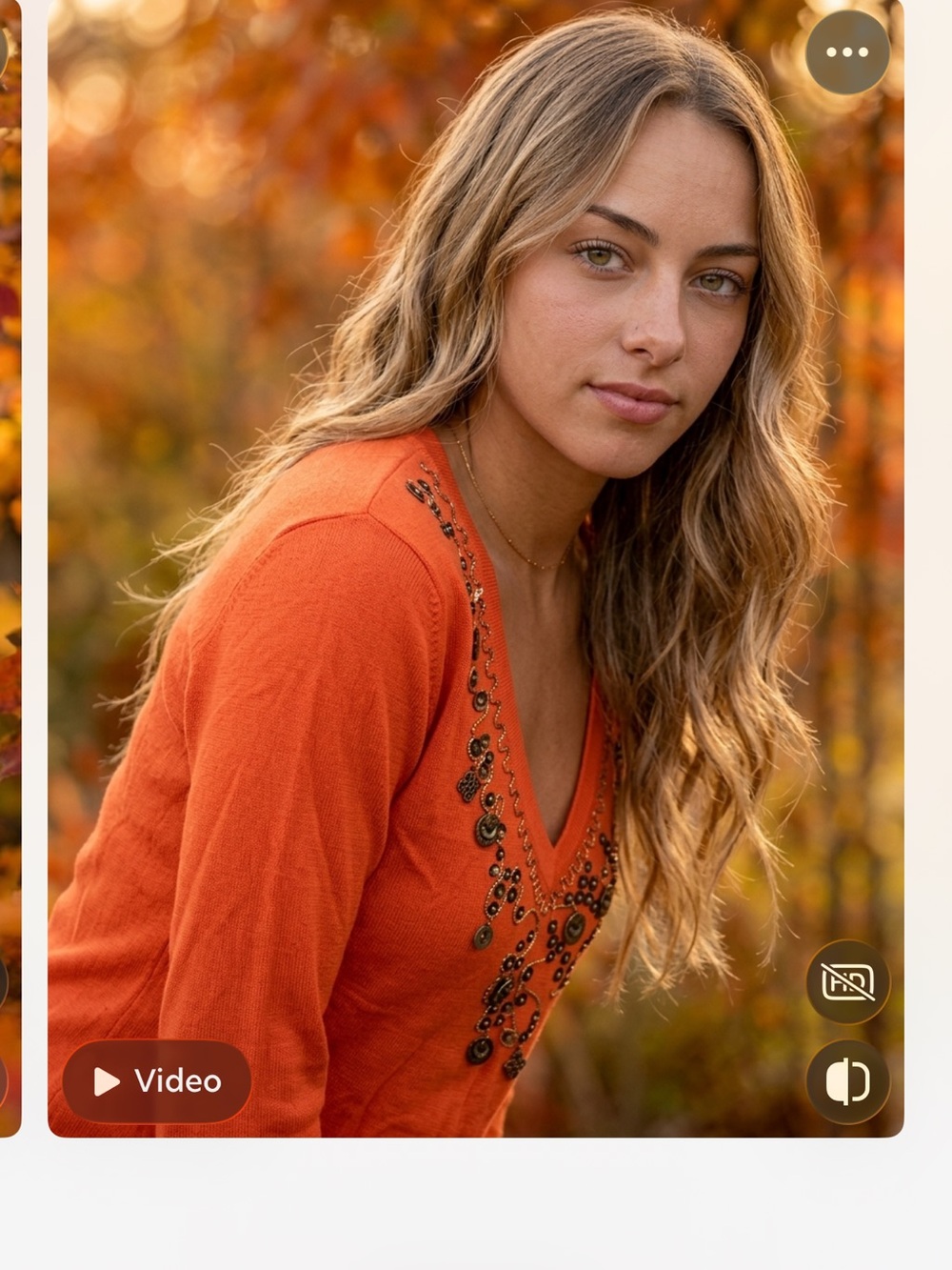Embellished V-Neck Long Sleeve Top - Orange